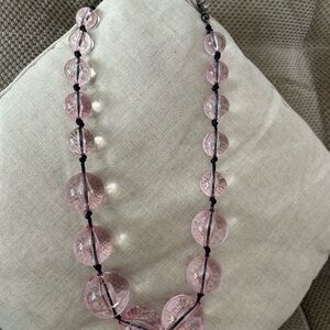 Pink Lucite 1980s Bead Necklace